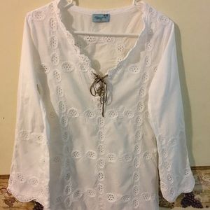 Letarte white cover up/tunic, size small